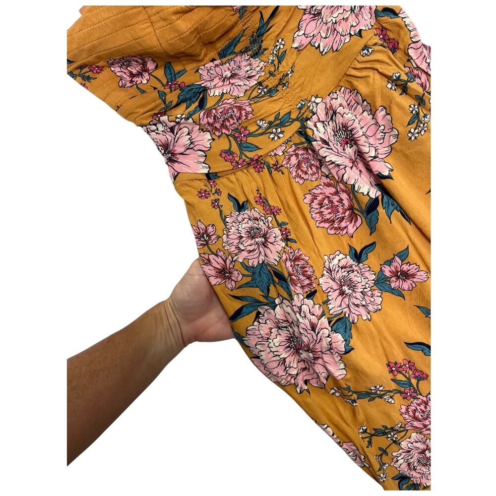 Band Of Gypsies Jumpsuit Womens Small Yellow Floral Strapless Boho Gypsy Festive - Picture 4 of 10